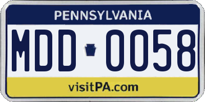 PA license plate MDD0058