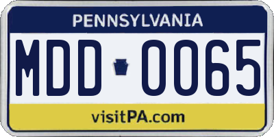 PA license plate MDD0065