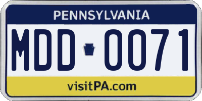 PA license plate MDD0071