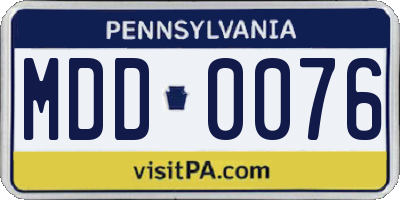 PA license plate MDD0076