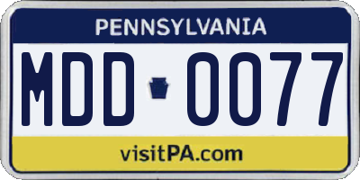 PA license plate MDD0077