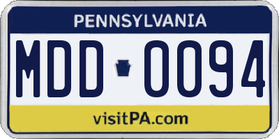 PA license plate MDD0094