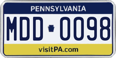 PA license plate MDD0098