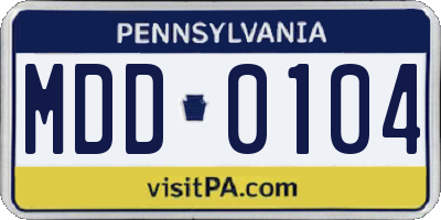 PA license plate MDD0104
