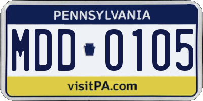 PA license plate MDD0105