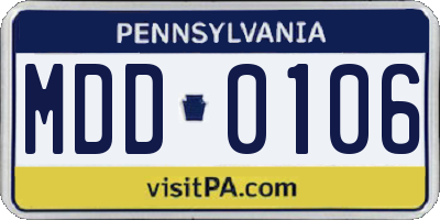 PA license plate MDD0106