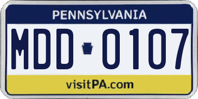 PA license plate MDD0107