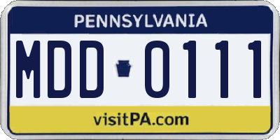 PA license plate MDD0111