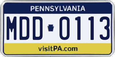 PA license plate MDD0113