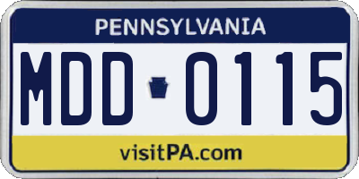 PA license plate MDD0115