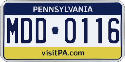 PA license plate MDD0116