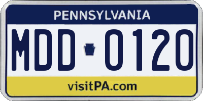 PA license plate MDD0120