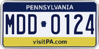 PA license plate MDD0124