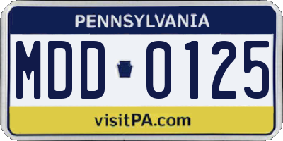 PA license plate MDD0125