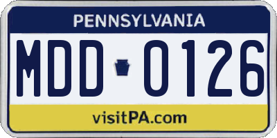 PA license plate MDD0126