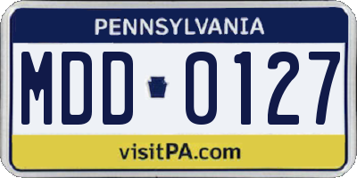 PA license plate MDD0127