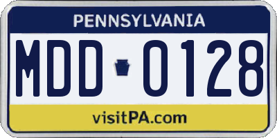 PA license plate MDD0128