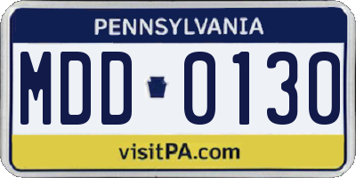 PA license plate MDD0130