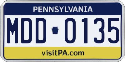 PA license plate MDD0135