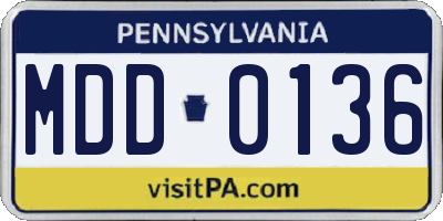 PA license plate MDD0136