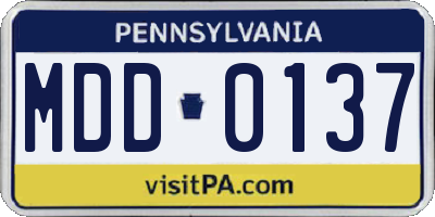 PA license plate MDD0137