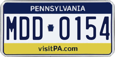 PA license plate MDD0154