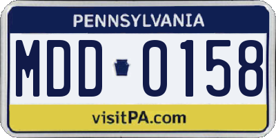 PA license plate MDD0158
