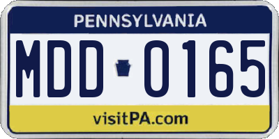 PA license plate MDD0165