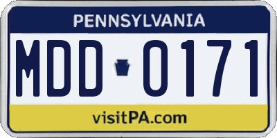 PA license plate MDD0171