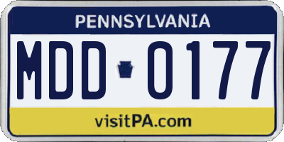 PA license plate MDD0177