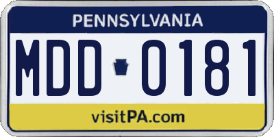 PA license plate MDD0181