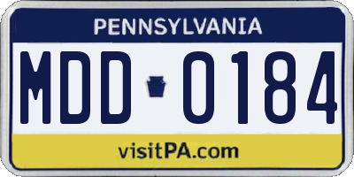 PA license plate MDD0184