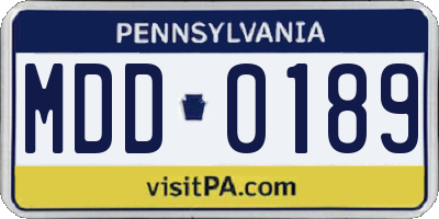 PA license plate MDD0189