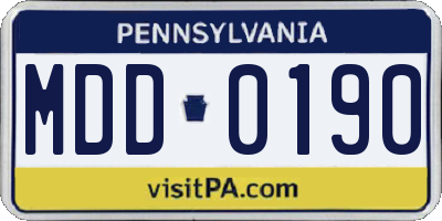PA license plate MDD0190