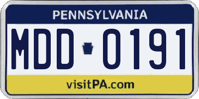 PA license plate MDD0191