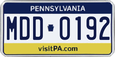 PA license plate MDD0192