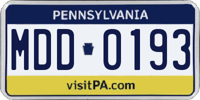 PA license plate MDD0193