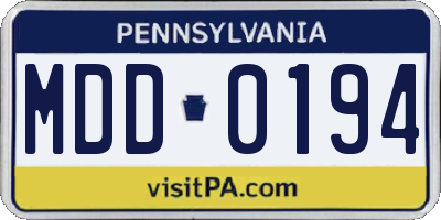 PA license plate MDD0194