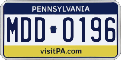 PA license plate MDD0196