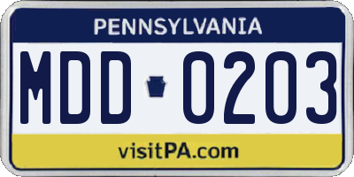 PA license plate MDD0203