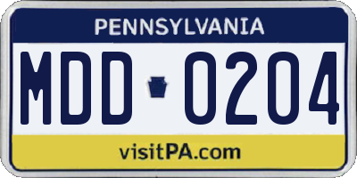 PA license plate MDD0204
