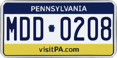 PA license plate MDD0208