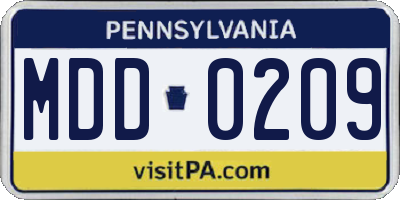 PA license plate MDD0209