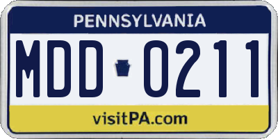 PA license plate MDD0211