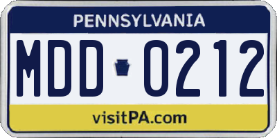PA license plate MDD0212