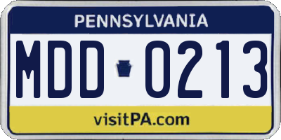 PA license plate MDD0213