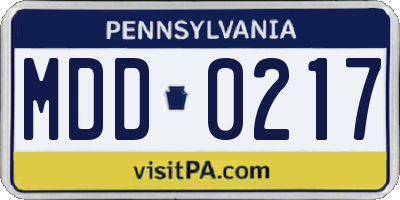 PA license plate MDD0217