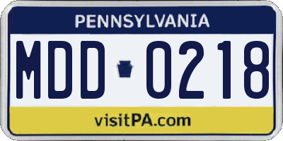 PA license plate MDD0218