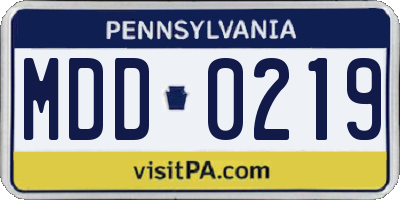 PA license plate MDD0219