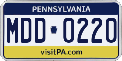 PA license plate MDD0220
